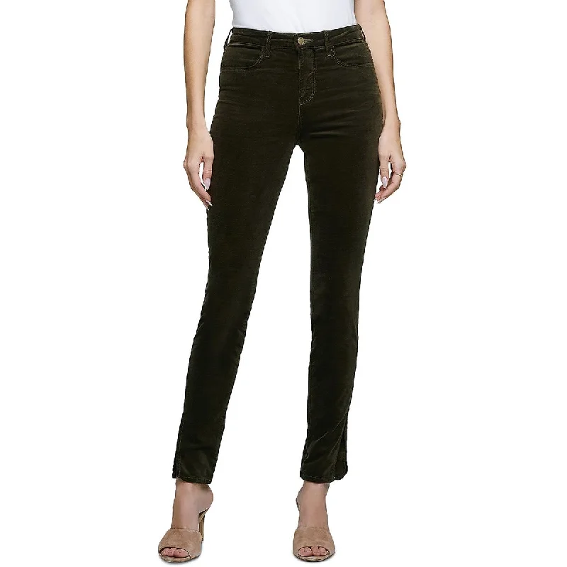 British Style L'Agence Womens High Rise Faux Suede Skinny Pants