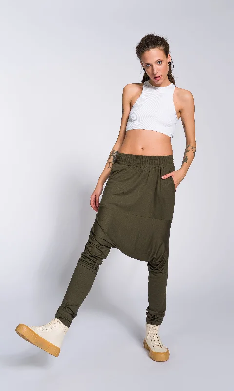 Luxury Customization Loose Drop Crotch Pants with Slim Leg
