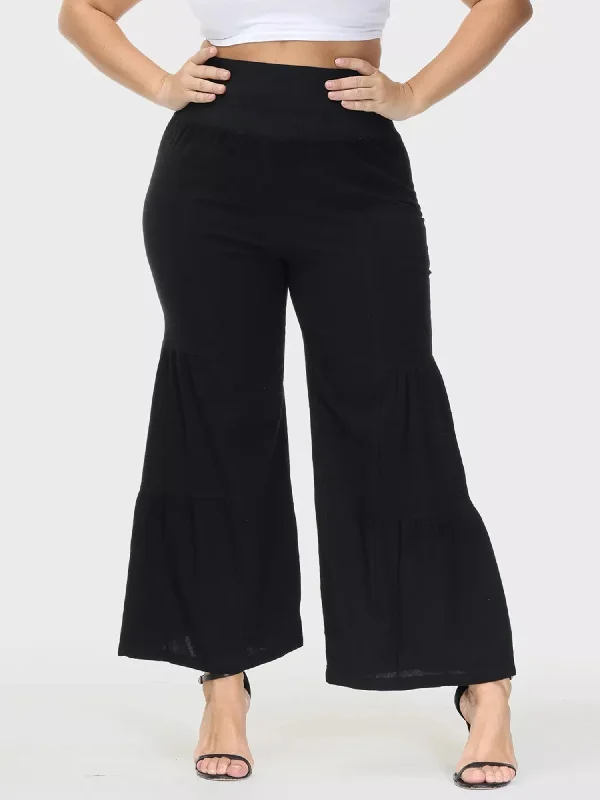 High Street Design Casual Loose High Waist Wide Leg Linen Pants