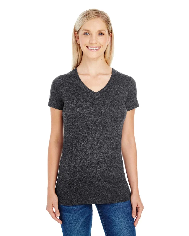 Fashion Classic Threadfast Apparel Ladies Triblend Short Sleeve V-Neck Tee | Black Triblend