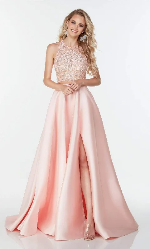 Basic Version Alyce Paris - 61081 Scallop Lace Halter Ballgown