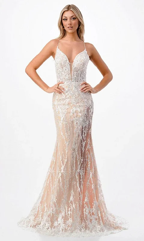 Quality Tailoring Trevi Collection P2211 - Plunging Embroidered Sleeveless Prom Dress