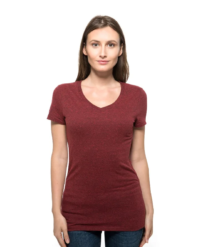 Must-have For Autumn And Winter Threadfast Apparel Ladies Triblend Short Sleeve V-Neck Tee | Card Blck Trblnd