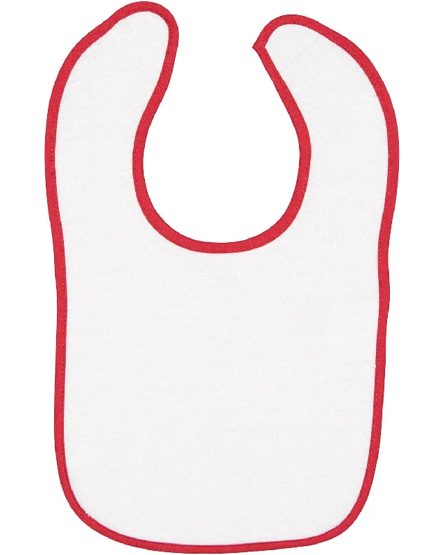 Fashion Expert Rabbit Skins Snap Bib | White/ Red