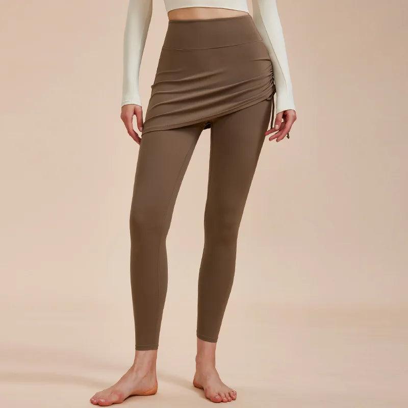 Comfortable Mind Women's Spandex Elastic Waist Two Piece Workout Sports Leggings