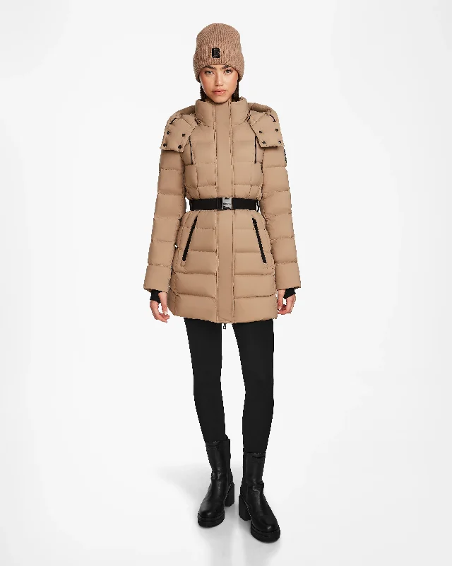 Dressing Tips FRIDA M WOMEN'S MATTE BELTED MID-LENGTH DOWN PUFFER