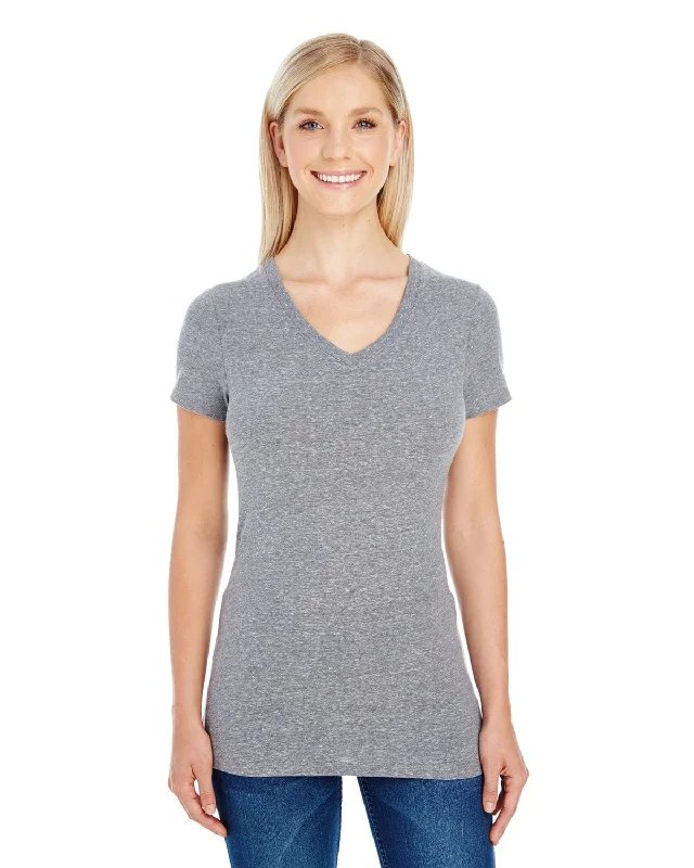 Tropical Style Threadfast Apparel Ladies Triblend Short Sleeve V-Neck Tee | Grey Triblend