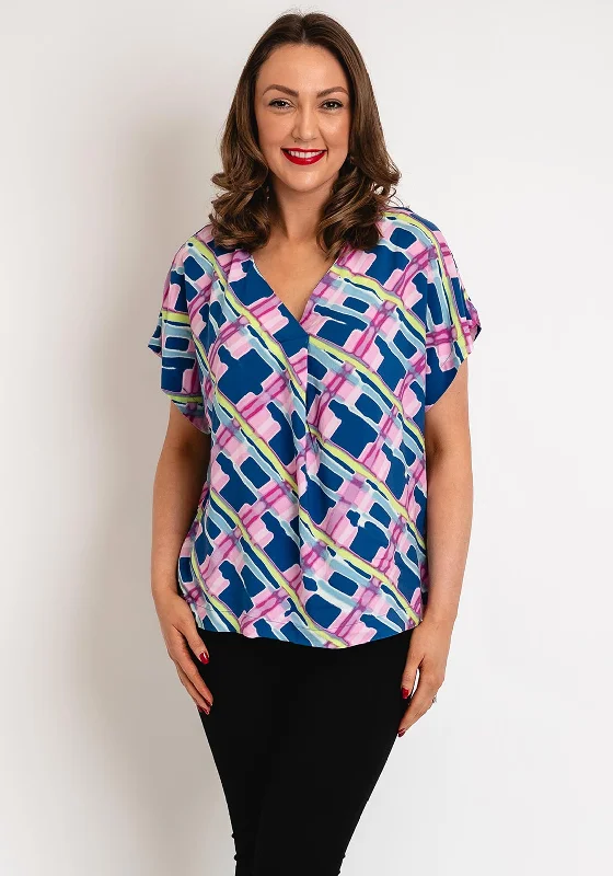 Free And Comfortable B.Young Josa V-Neck Print Blouse, True Navy Mix