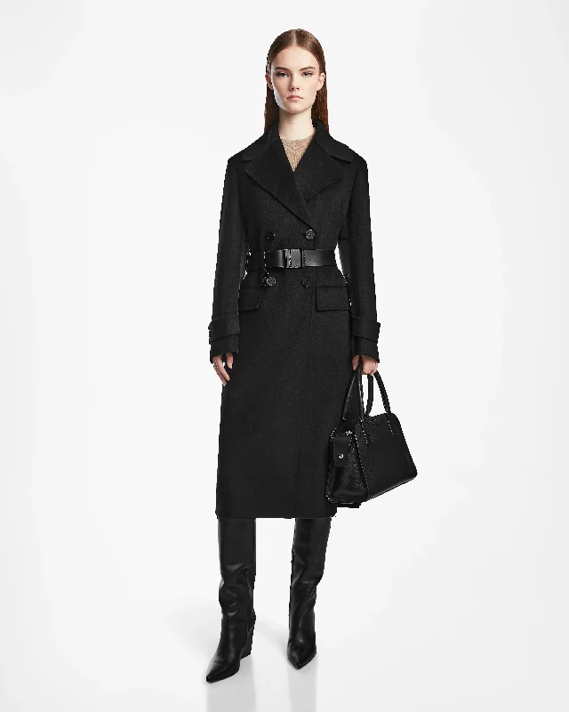 Trendy Items IVE WOMEN'S BELTED WOOL COAT WITH QUILTED PUFFER BACK