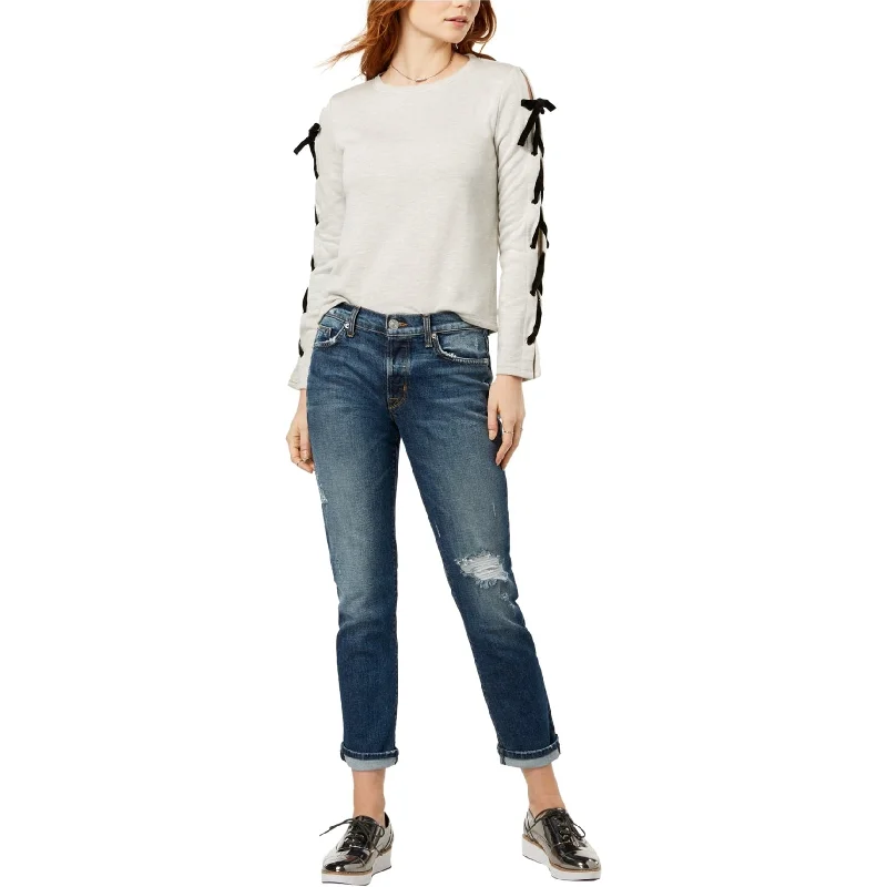 New Design Hudson Womens Riley Ripped Straight Leg Jeans, Blue, 24