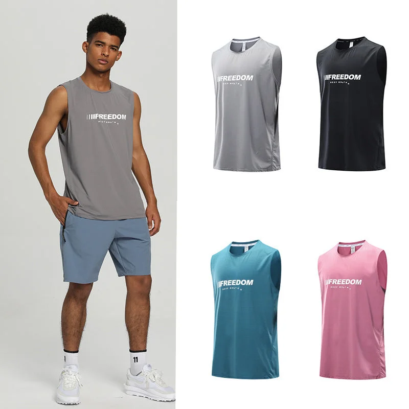 Embroidery Design Sports Quick Drying Men Sleeveless T Shirts