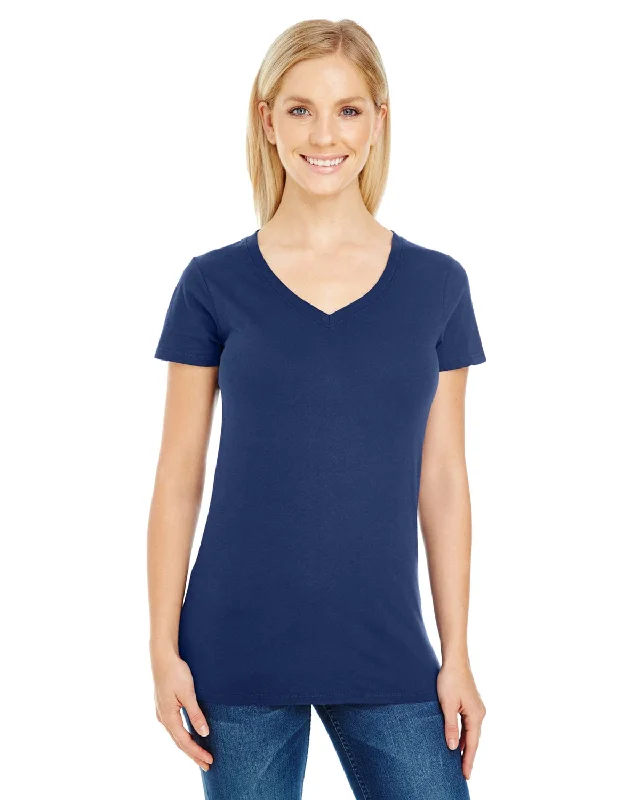 Fresh And Fashionable Threadfast Apparel Ladies Pigment Dye V-Neck Tee | Navy