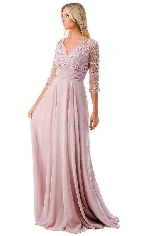 Fashion Must-have Trevi Collection M2733F - Ruched Quarter Sleeve Prom Dress