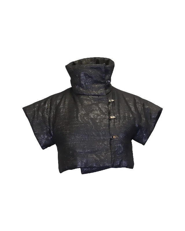 High-end Sense Akris Cropped Turtleneck Jacket in Black Wool