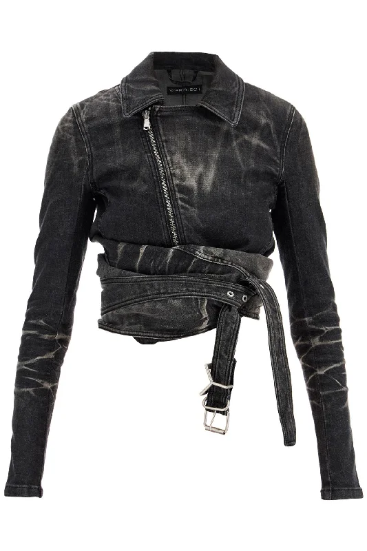 High Street Fashion Y Project Women's blue Jacket With Criss-Cross Belt