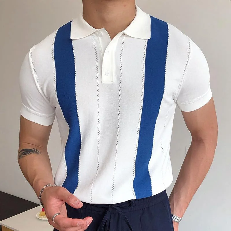 Lace Design Summer Short Sleeves Business Polo T Shirts for Men