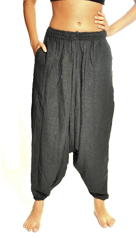 Youthful Vitality Black Harem Organic Cotton Pants with Pockets