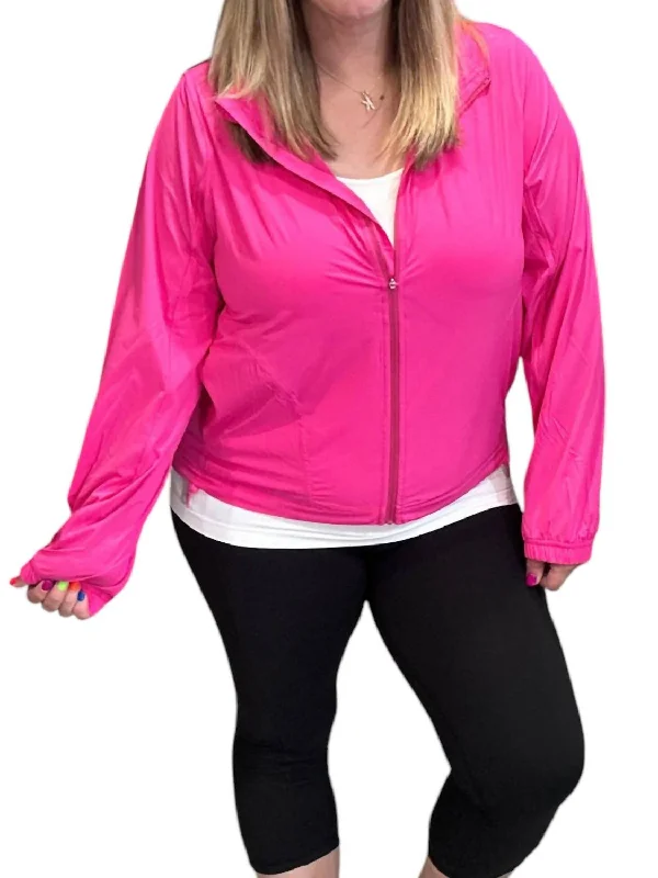 High Street Series Stretch Long Sleeve Hoodie Jacket In Sonic Pink