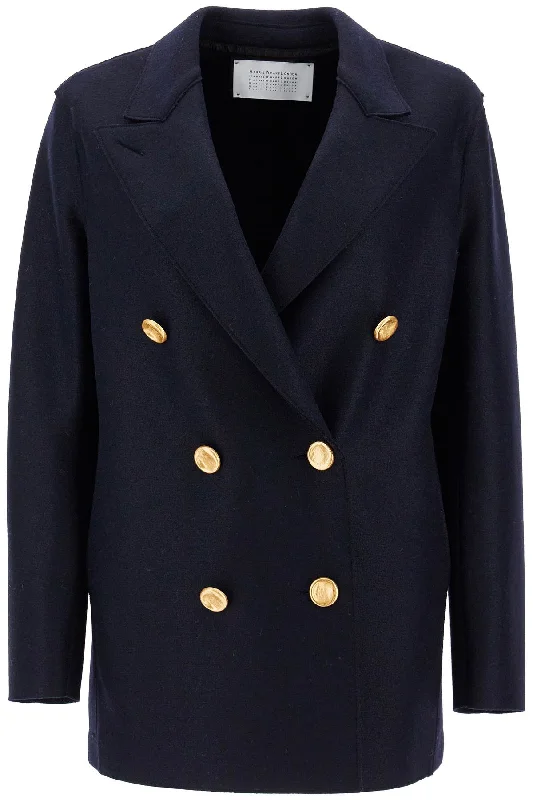 Elegant Series Harris Wharf London Women's Double-Breasted Wool Pressed Caban