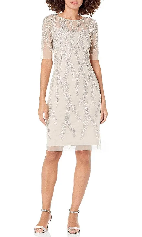 Sports Trend Adrianna Papell AP1E208580 - Short Sleeve Jewel Neck Formal Dress