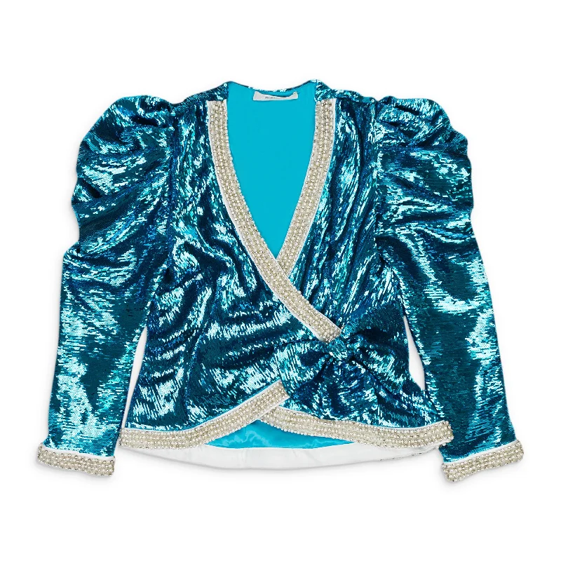 Fashion Touch RODARTE SEQUINED TEAL WRAP JACKET