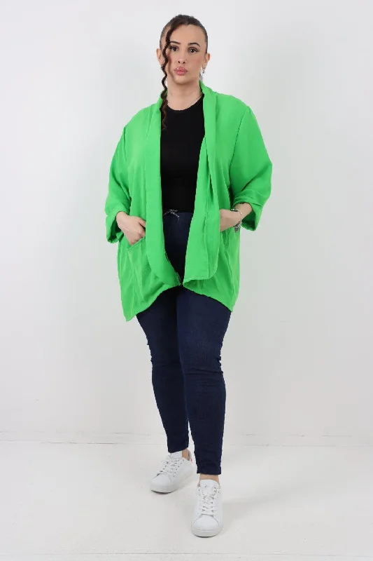 Exquisite Tailoring 3/4 Sleeve Open Front  Lightweight Cardigan