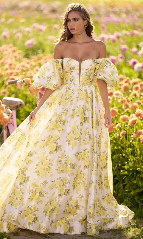 Comfortable Mind Sherri Hill 56379 - Floral Print Ballgown