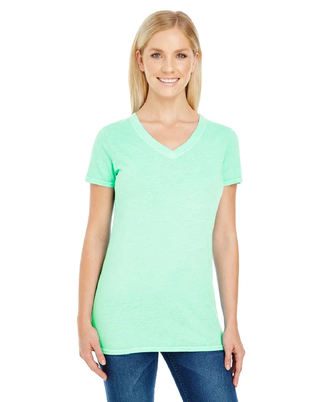 Comfortable Fashion Threadfast Apparel Ladies Pigment Dye V-Neck Tee | Mint
