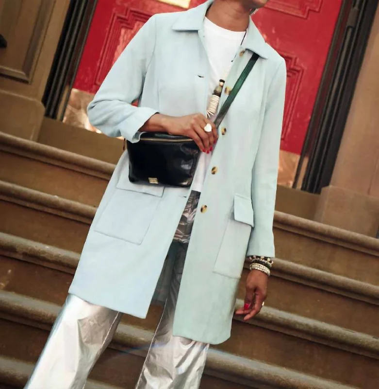 Fashion And Simplicity Barn Microsuede Jacket In Powder Blue