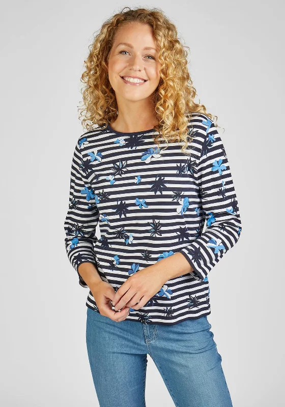 Leisure Sports Rabe Flower Stripe Jersey Top, Navy