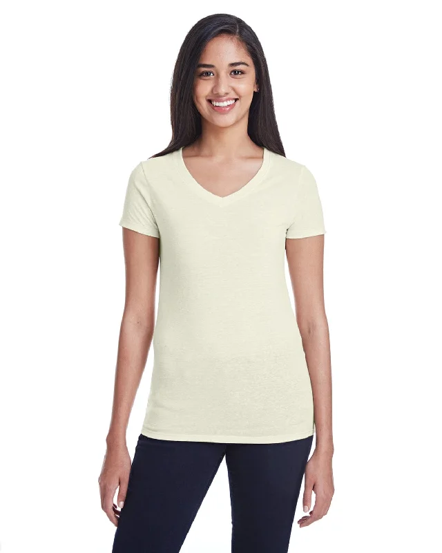 Classic Style Threadfast Apparel Ladies Triblend Short Sleeve V-Neck Tee | Cream Triblend