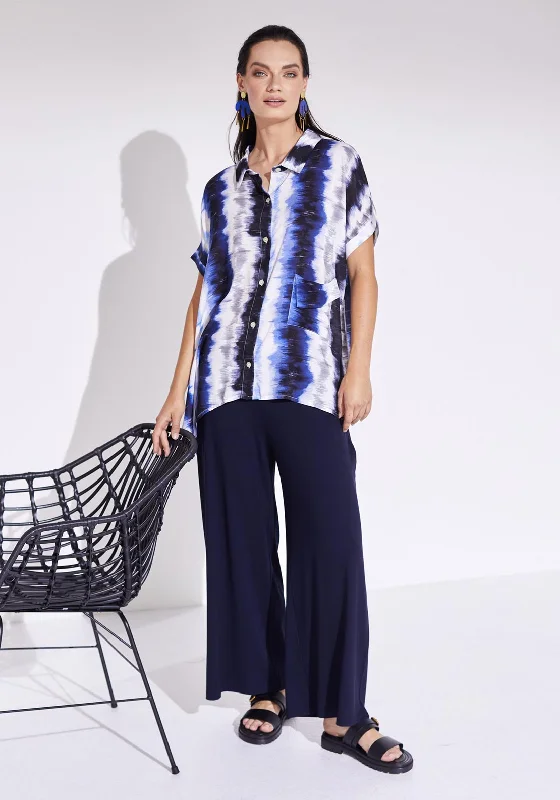 Refreshing Design Naya Watercolour Printed Dip Hem Shirt, Navy