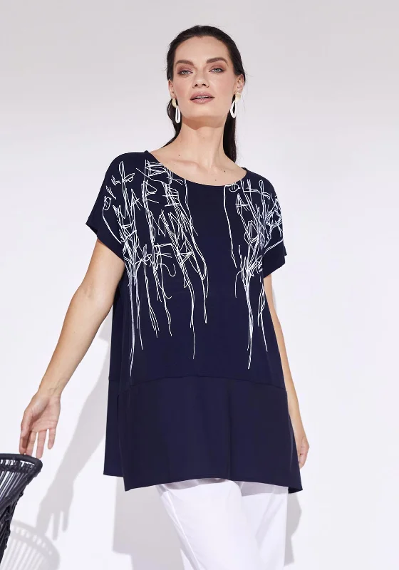 Goddess Outfit Naya Abstract Print Panel Top, Navy & White