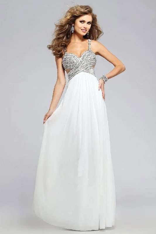 Fashionable Prints Faviana 7710 Surplice Sweetheart Chiffon Gown - 1 pc Ivory in Size 6 Available