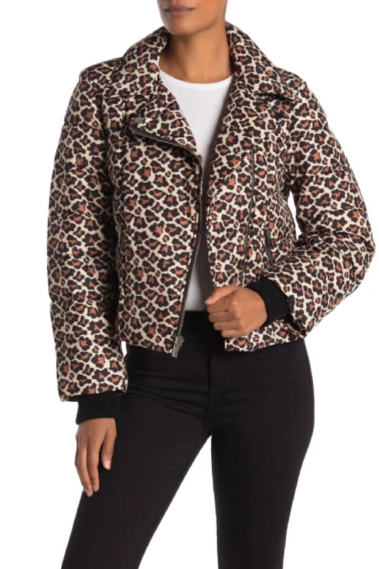 Street Fashion Paulina Leopard Print Down Quilted Jacket In Multicolor
