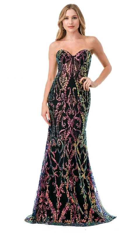 Energy Wear Trevi Collection L2815F - Strapless Glitter Prom Dress
