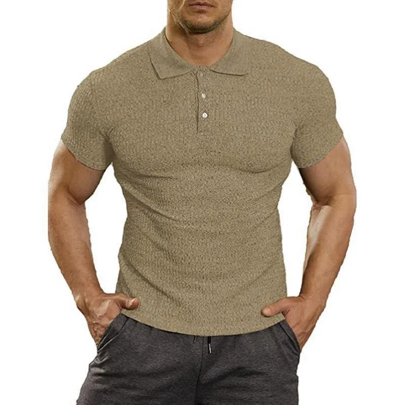 Youthful Style Khaki Summer Knitted Polo T Shirts for Men