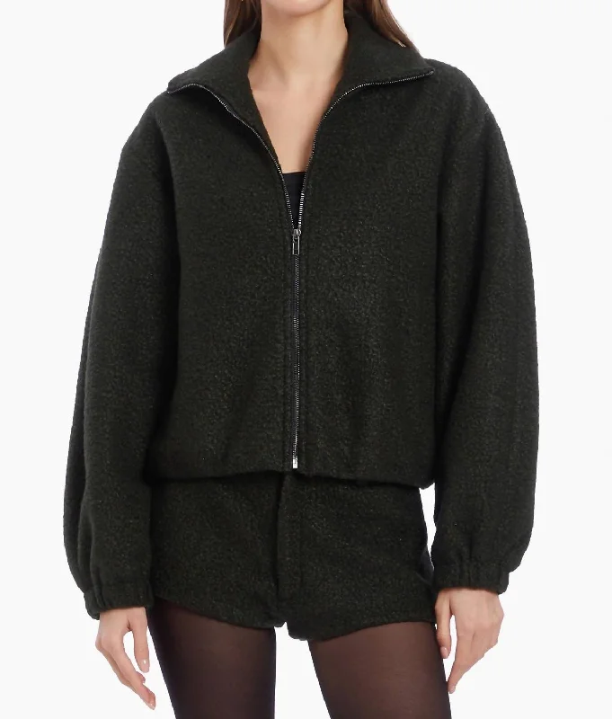 Fashion Must-have Combo Bomber Jacket In Dark Green
