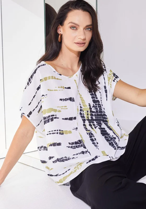 Fashionable In The Times Naya Square Shape Print Top, White