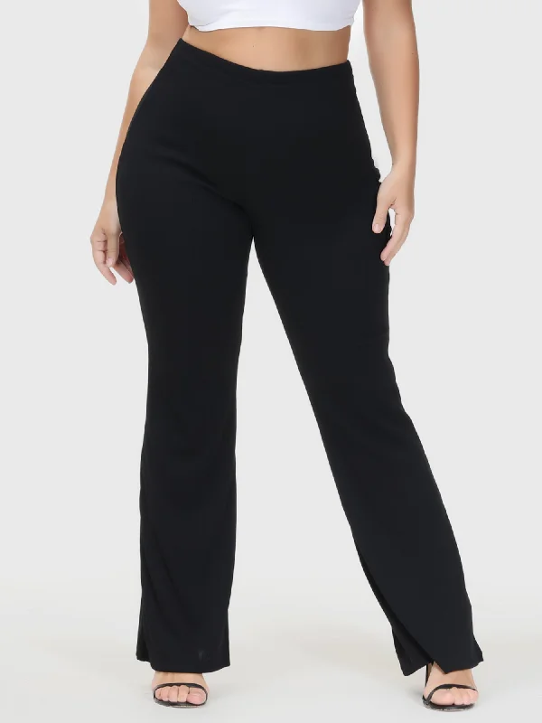 High-end Customization Casual High Waist Drop Flared Ribbed Pants
