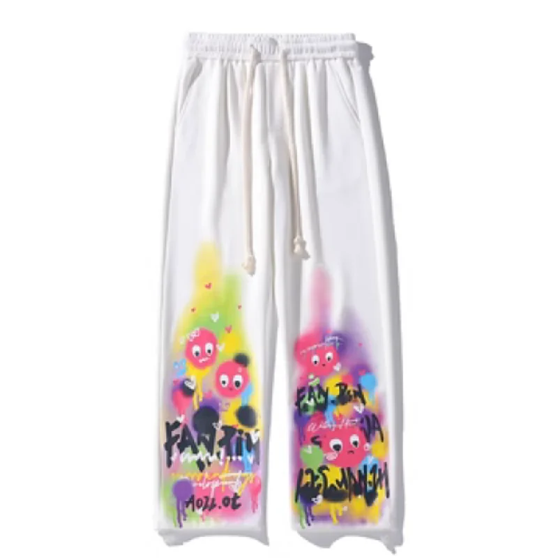 Noble And Elegant Street Color Contrast Graffiti Sweatpants