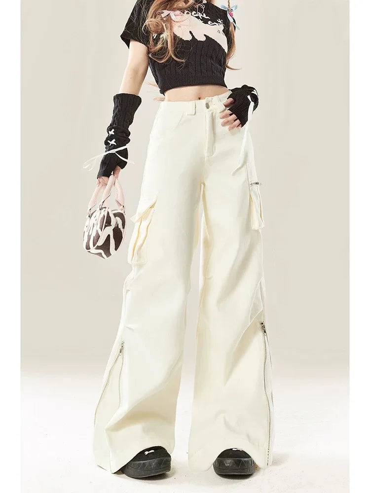 Goddess Outfit Women's Cotton High Waist Zipper Fly Closure Casual Trousers