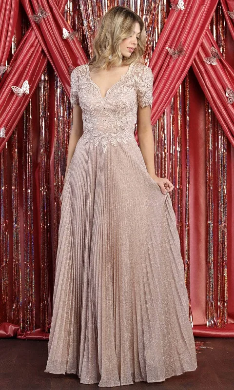 Integrated Design May Queen MQ1902B - Scallop Modest Pleated A-line Gown