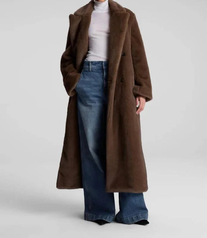 Fashion Expert Franklin Faux Fur Coat In Brown
