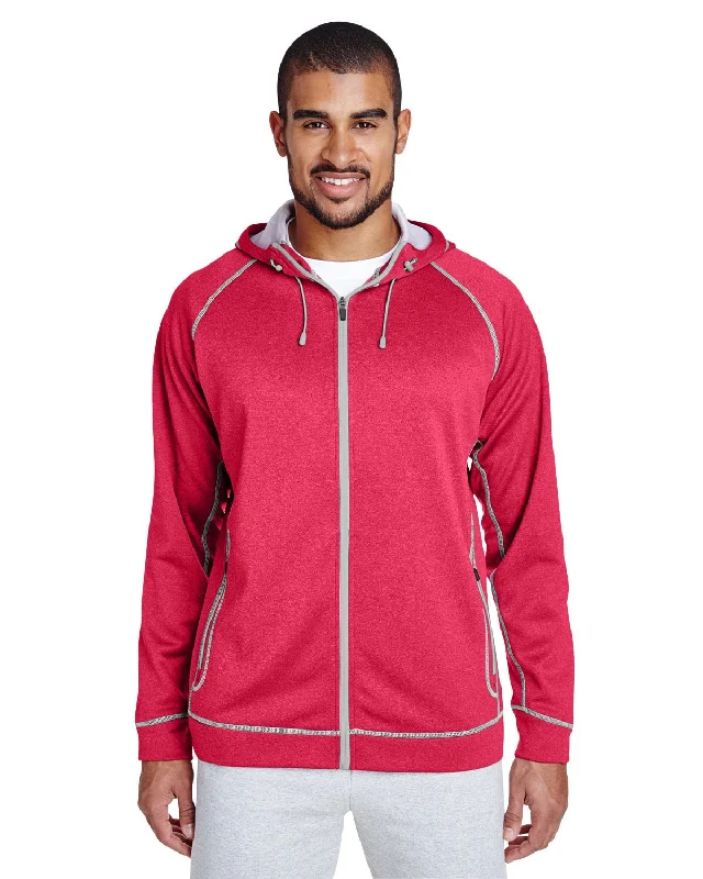 Bright Colors Team 365 Mens Excel Melange Performance Fleece Jacket | Sp Rd Ht/ Sp Sil
