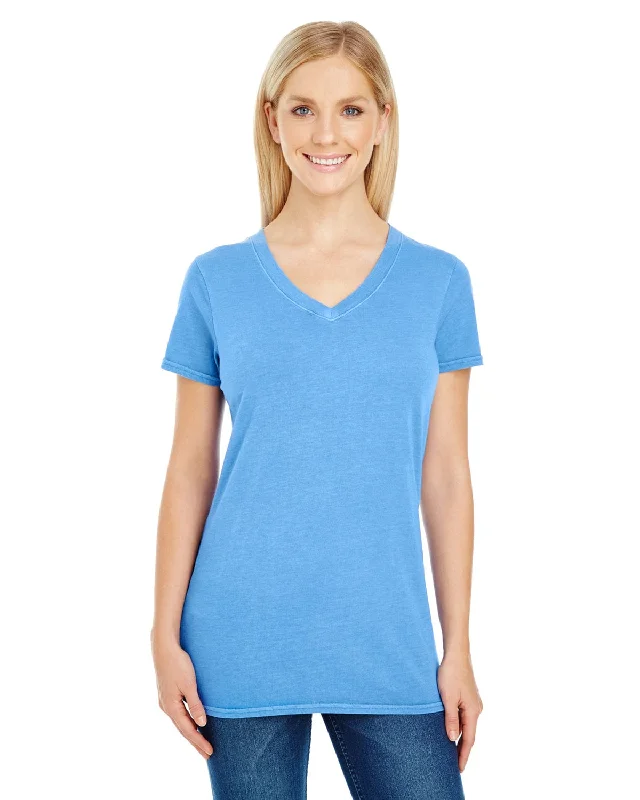 Practical Style Threadfast Apparel Ladies Pigment Dye V-Neck Tee | Royal
