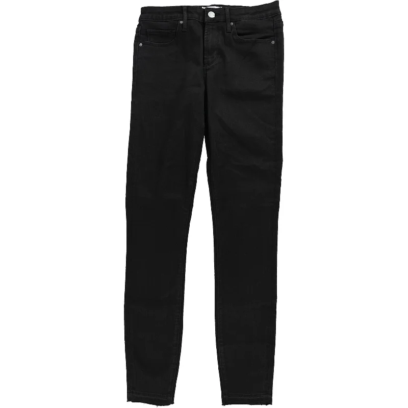 Embroidery Design Articles of Society Womens Sharon Raw Hem Stretch Jeans, Black, 28
