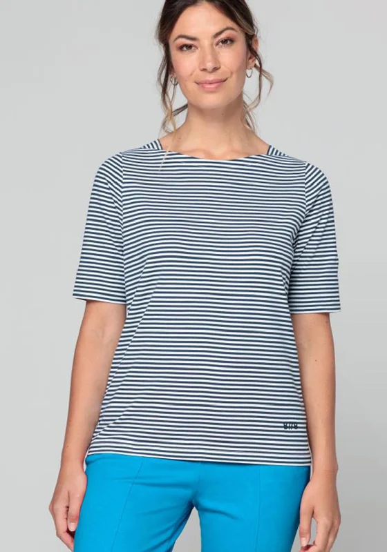 Energy Wear Bianca Boat Neckline Striped Top, Navy