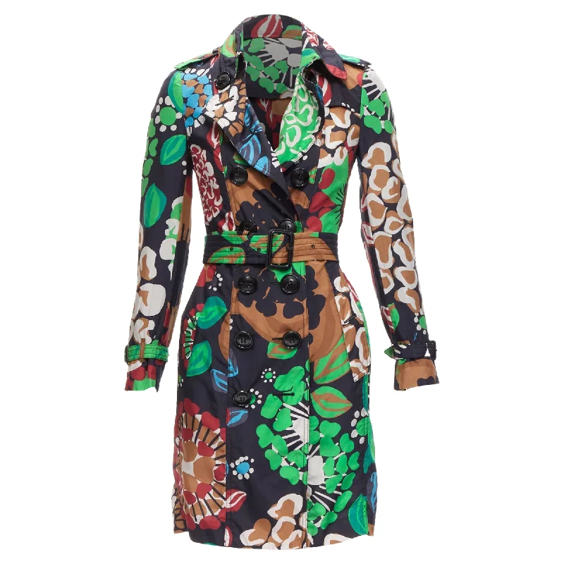European Plan Burberry Prorsum silk tropical floral print trench coat
