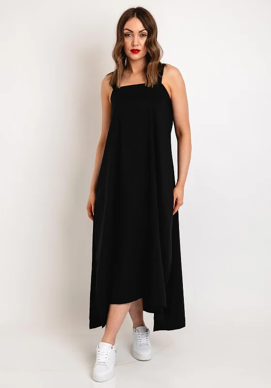 Classic Style Naya Side Slit Balloon Midi Dress, Black